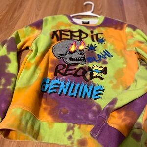 Orange and Green Graphic Sweatshirt with Bold Design